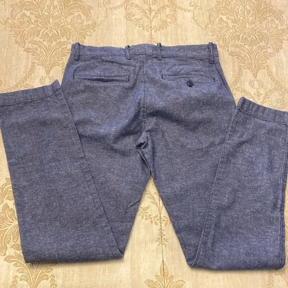 ⚓️ J.Crew NWOT Mens 484 Slim Chino Pants in Stretch Linen Blend Slub Cotton Blue